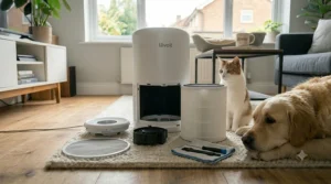 Infographic displaying the low daily electricity running costs of an eco-friendly pet air purifier in the UK.