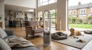 A high-performance air purifier for pet odours designed for a large family home with multiple pets.