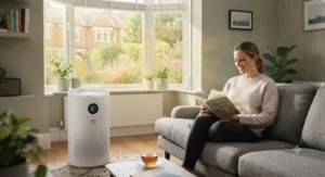 An H13 HEPA air purifier for allergies helping to relieve hay fever symptoms during peak pollen season.