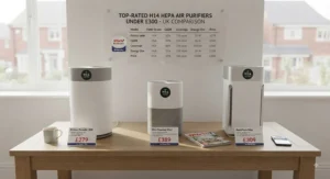 Comparison of different H14 HEPA air purifier models available in the UK for under £300.