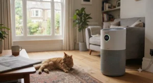 A value H13 HEPA air purifier helping reduce household dust and pet allergens for UK pet owners.