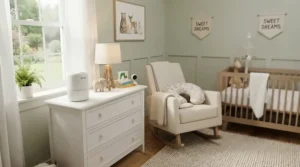 A quiet air purifier for allergy sufferers under £150 running in a child's nursery