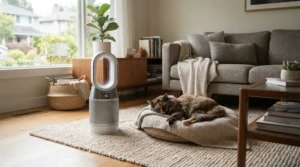 Dual-action HEPA carbon air purifier for smokers tackling pet dander and tobacco smoke simultaneously