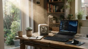 Demonstrating allergen capture rate with a HEPA ioniser air purifier for allergies in a study.