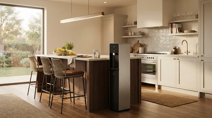 An ioniser air purifier for allergies clearing cooking odours and allergens in an open kitchen diner