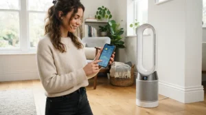 Using an air purifier for hayfever alongside a smartphone app tracking the daily pollen count
